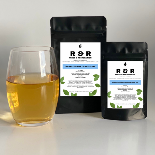 R & R range & restoration hoarseness vocal chord immune & respiratory herbal tea